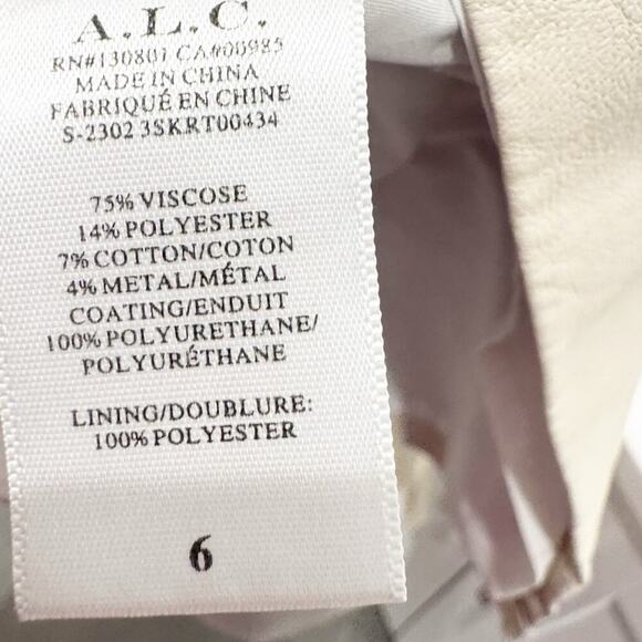 A.L.C Women's Faux Leather Alden Skirt Cream Size 6 - Picture 9 of 12